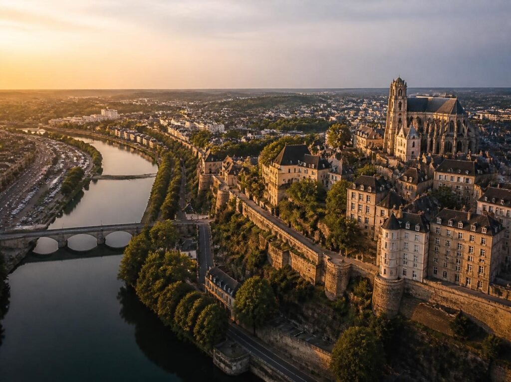 Vue de la Cité Plantagenêt et de la cathédrale Saint-Julien au Mans